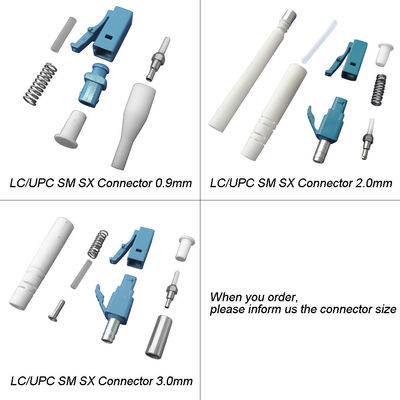 Attenuazione di riflessione della fibra di LC/PC alta di toppa dei connettori semplici del cavo con lo stivale di 0.9/2.0/3.0mm